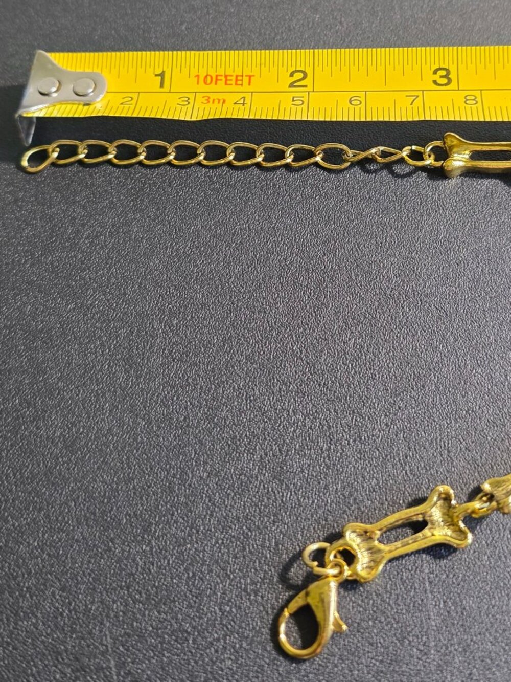 Gold Tone Pirate Skull Statement Necklace Bones Chain - Picture 8 of 9